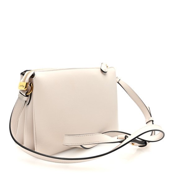 SALVATORE FERRAGAMO Calfskin Trapezio Shoulder Bag White