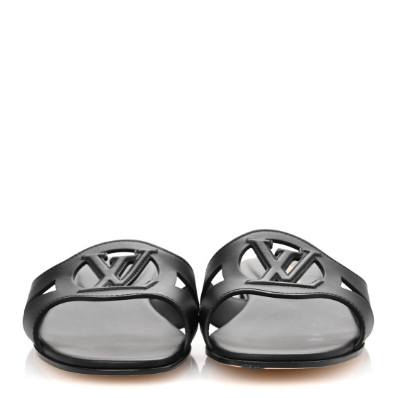 LOUIS VUITTON Calfskin LV Isola Flat Sandals 38 Black