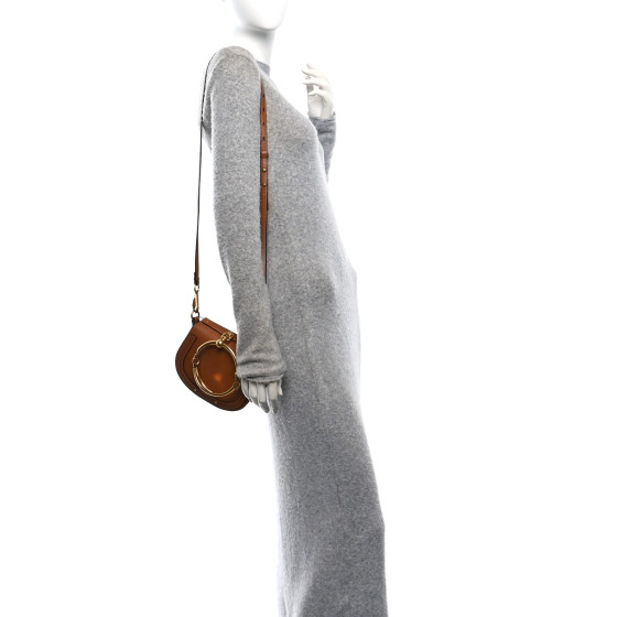 CHLOE Calfskin Suede Small Nile Bracelet Bag Caramel