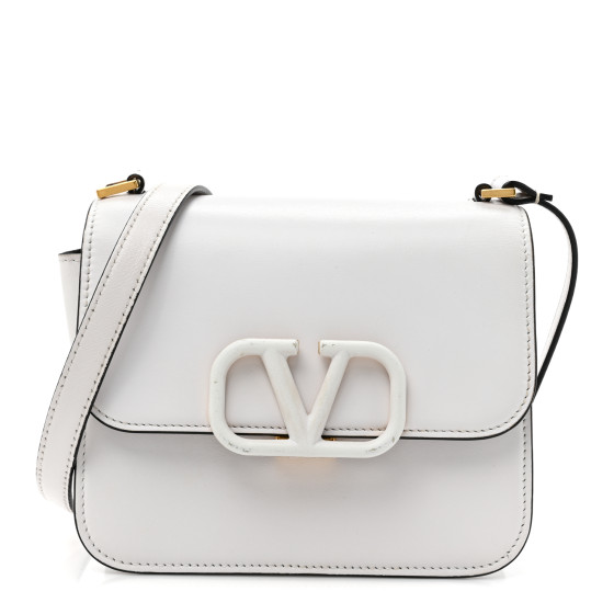 VALENTINO GARAVANI Smooth Calfskin Small VSling Shoulder Bag White