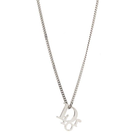 アクセサリー Christian Dior Logo silver necklace CHRISTIAN DIOR Crystal Logo Necklace Silver 1675113
