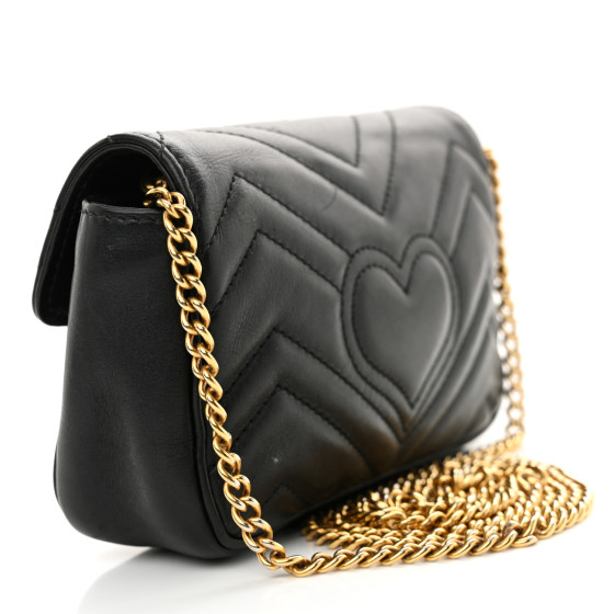 GUCCI Calfskin Matelasse Super Mini GG Marmont Shoulder Bag