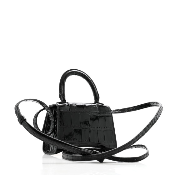 BALENCIAGA Shiny Calfskin Monochrome Crocodile Embossed