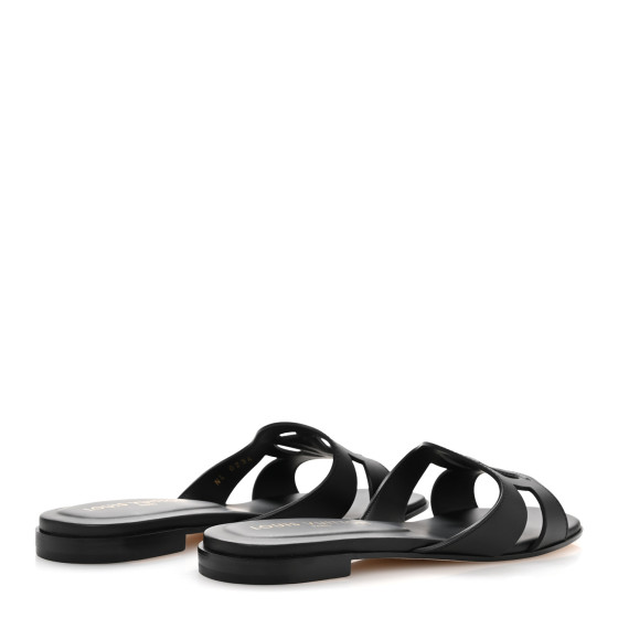 LOUIS VUITTON Calfskin LV Isola Flat Sandals 38 Black