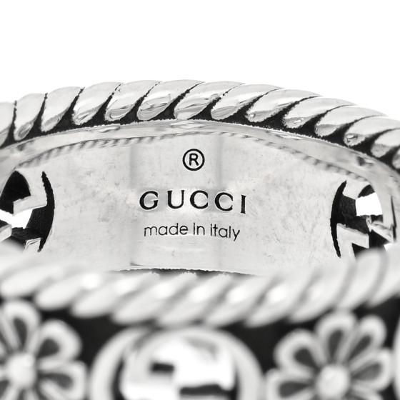 【GUCCI】GG Interlocking Flower Silver Ring Gucci Sterling Silver GG Flower Ring | Neiman Marcus