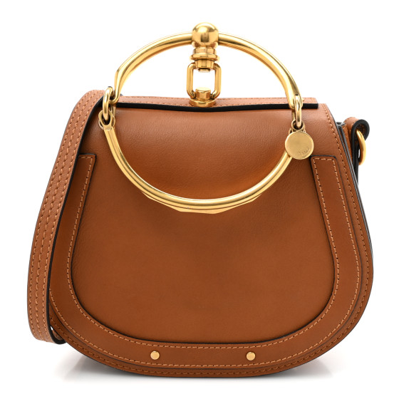 CHLOE Calfskin Suede Small Nile Bracelet Bag Caramel
