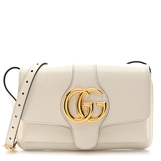 GUCCI Calfskin Small Arli Flap Shoulder Bag Mystic White