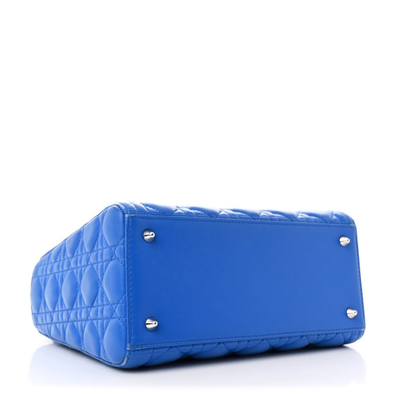 CHRISTIAN DIOR Lambskin Cannage Medium Lady Dior Blue