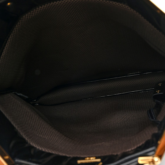 FENDI ◆ FF Flap Bag FENDI Patent FF 1974 Embossed Medium Shopping Flap Bag Black