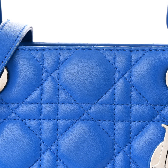 【ヴィンテージ】Rank:S☆Dior Blue Lady Medium Micro-Cannage Lady Dior Medium Diamond Cannage Blue