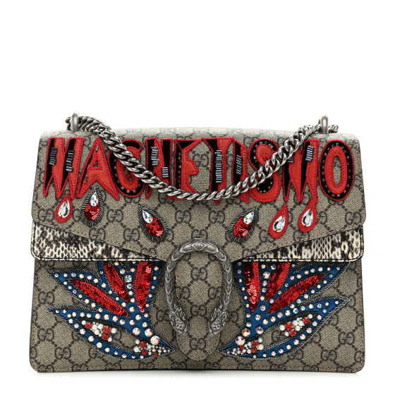 GUCCI GG Supreme Monogram Snakeskin Crystal Magnetismo
