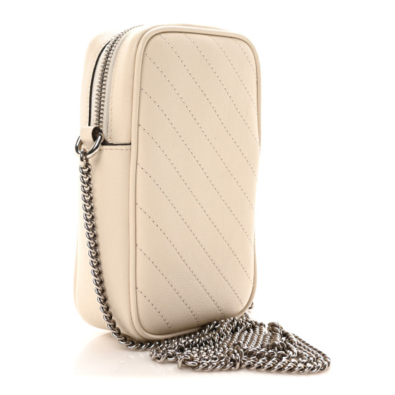 GUCCI Sakai Be Green Calfskin Diagonal Stitched Mini Blondie