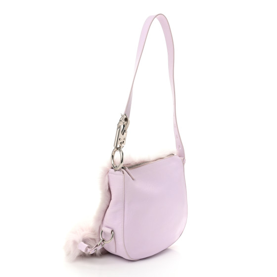 BURBERRY Shearling Small Knight Crossbody Bag Haze 1682366