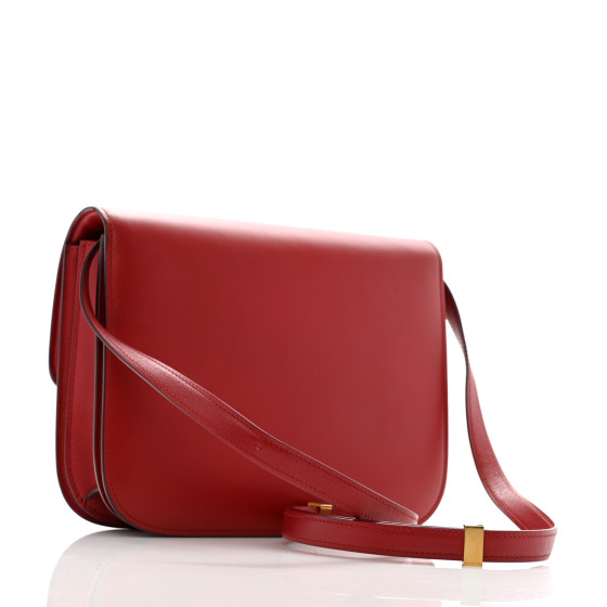 CELINE Box Calfskin Medium Classic Box Flap Bag Red 1683470