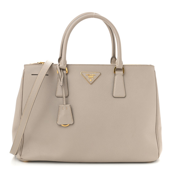 PRADA Saffiano Medium Galleria Double Zip Tote Pomice