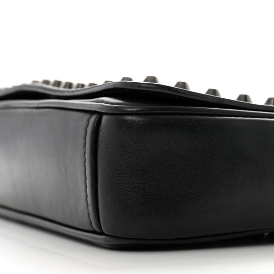 PRADA Glace Calfskin Studded Crossbody White Black 1688261