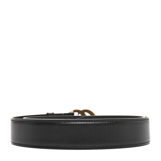 GUCCI Calfskin Double G 20mm Belt 85 34 Black 1686848