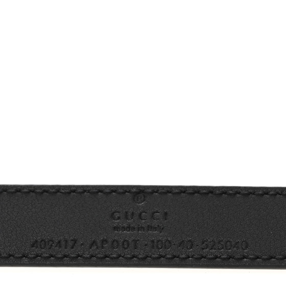 GUCCI ベルト ブラック 100/40 Authentic Gucci Black Monogram Leather Silver Interlocking