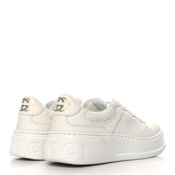 GUCCI Calfskin GG Tennis Embossed Perforated Womens Platform