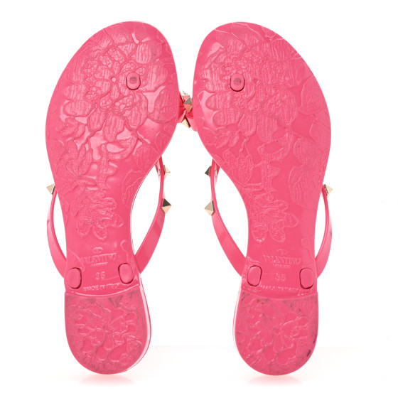 VALENTINO GARAVANI PVC Jelly Rockstud Bow Thong Sandals 35