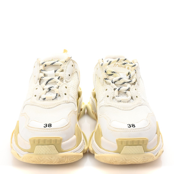 しろs BALENCIAGA Fabric Mesh Womens Triple S Sneakers 38 White