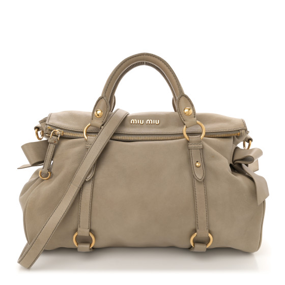 MIU MIU Vitello Medium Bow Bag Grey