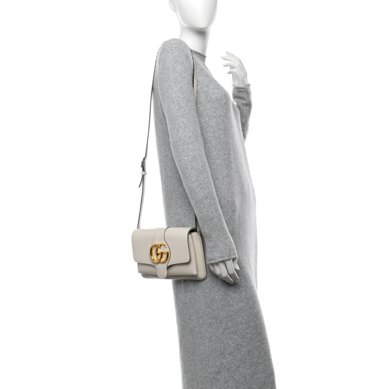 GUCCI Calfskin Small Arli Flap Shoulder Bag Mystic White
