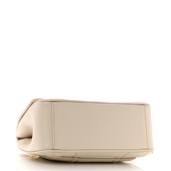 SALVATORE FERRAGAMO Calfskin Quilted Gancini Flap Bag Bone