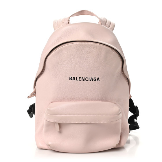 BALENCIAGA Smooth Calfskin Logo Small Everyday Backpack Light Rose Black