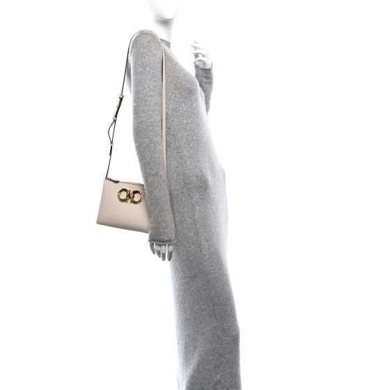 SALVATORE FERRAGAMO Calfskin Trapezio Shoulder Bag White