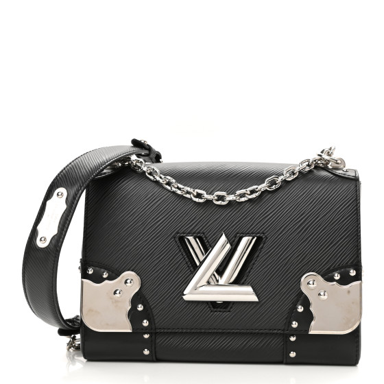 LOUIS VUITTON Epi Studded Mirror Twist Shoulder Bag MM Black