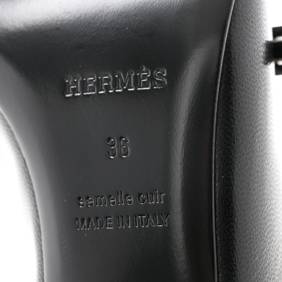 HERMES Goatskin Jackie 50 Pumps 36 Black 1578433 | FASHIONPHILE