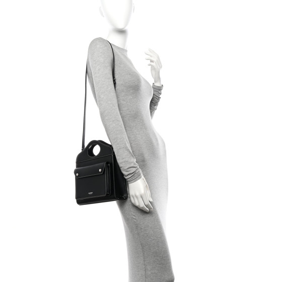BURBERRY Smooth Calfskin Topstitched Mini Pocket Bag Black
