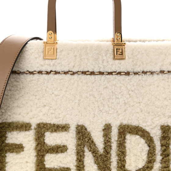 FENDI Shearling Vitello King Logo Medium Fendi Sunshine