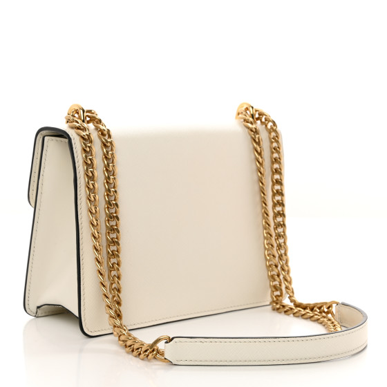 ★PRADA★ 24SS Gold Logo Saffiano Chain Shoulder Bag 1BD009 Prada Saffiano Crossbody Bag Gold Chain Logo | eBay