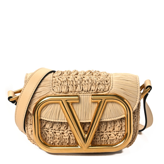 ショルダーバッグ・ポシェット Valentino Garavani Raffia shopping bag Beige VALENTINO GARAVANI Raffia Braided Small Supervee Crossbody