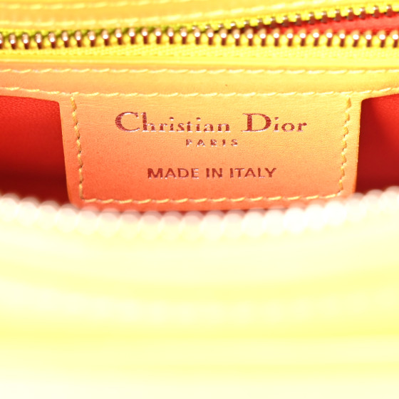 CHRISTIAN DIOR Box Calfskin Gradient Medium Lady Dior Yellow