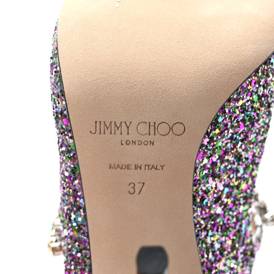 JIMMY CHOO Glitter Crystal Bing 100 Pumps 37 Pink Multicolor