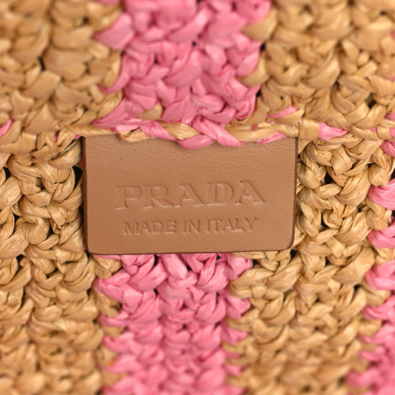 【希少】PRADA Logo raffia-effect shopper カゴバッグ ピンク 希少】PRADA Logo raffia-effect shopper カゴバッグ ピンク