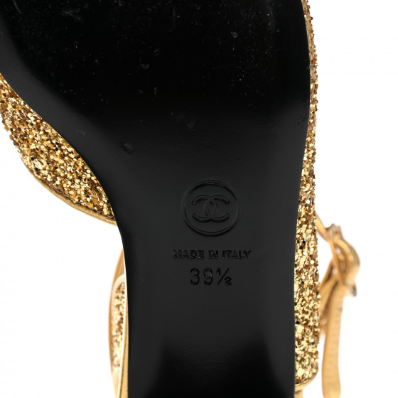 CHANEL Glitter Grosgrain Cap Toe CC Ankle Wrap Pumps 39.5