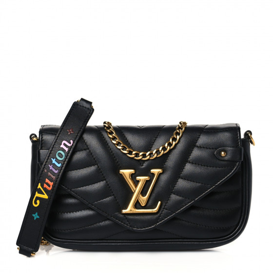 LOUIS VUITTON Calfskin New Wave Chain Pochette Black 1093246 ...