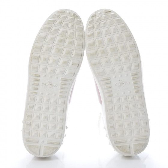 VALENTINO GARAVANI Calfskin Rockstud Open Sneakers 40 White