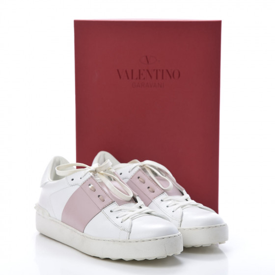 スニーカー VALENTINO White Water Rose Open Sneakers S0781 BLU 834 Open Sneaker In Calfskin Leather for Woman in White/water