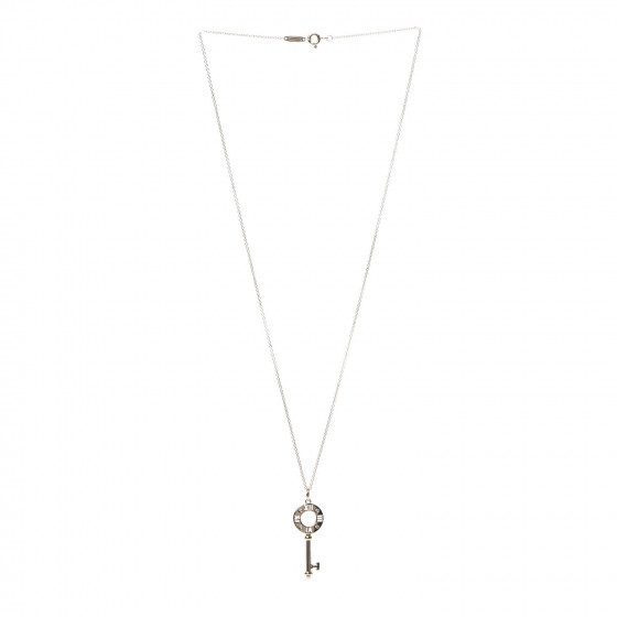 TIFFANY 18K Rose Gold Diamond Atlas Pierced Key Pendant
