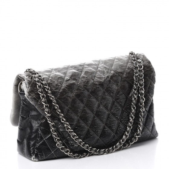 CHANEL Vinyl Quilted Jumbo Melrose Degrade Flap Black 669276