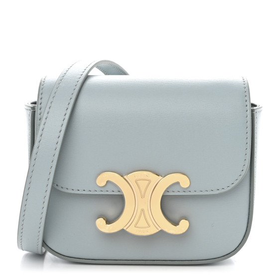 【入手困難】CELINE SMALL WALLET TRIOMPHE SOFT BLUE CELINE Shiny Calfskin Mini Triomphe Soft Blue 1462307