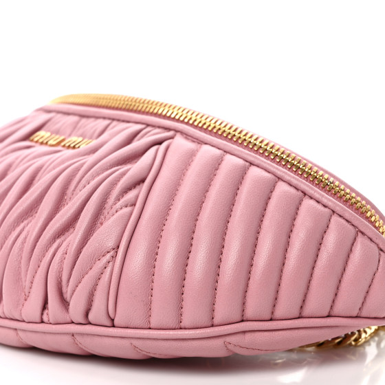 バッグ miu miu Matelasse Orchidea TU MIU MIU Nappa Matelasse Rider Belt Bag Orchid Pink 1469439
