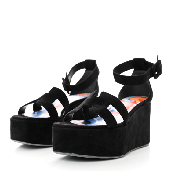 HERMES ブラック スエード×ミンク ミュール HERMES Suede Calfskin Go Mules 39 Black 1379440 | FASHIONPHILE