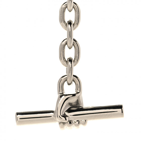 HERMES Lacquered Palladium Cavalier Necklace Craie 1034749
