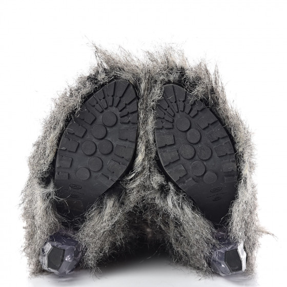 CHANEL☆ミュール☆25cm CHANEL Fantasy Fur Icicle Heel Mukluks 39 Boots Gray 432960